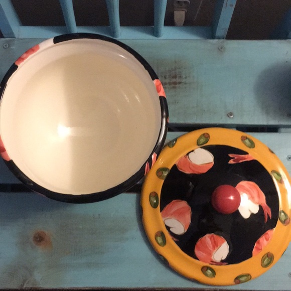 Droll Designs Large Vintage Black Shrimp Soup Tureen Covered Ceramic Pot 9”x 9.5 - Picture 2 of 13